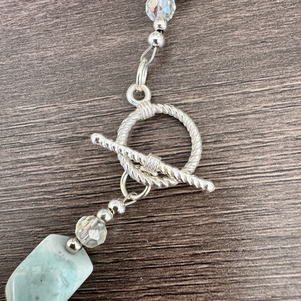 Handmade Natural Stone Amazonite and AB Glass Beaded Necklace - Picture 5 of 8
